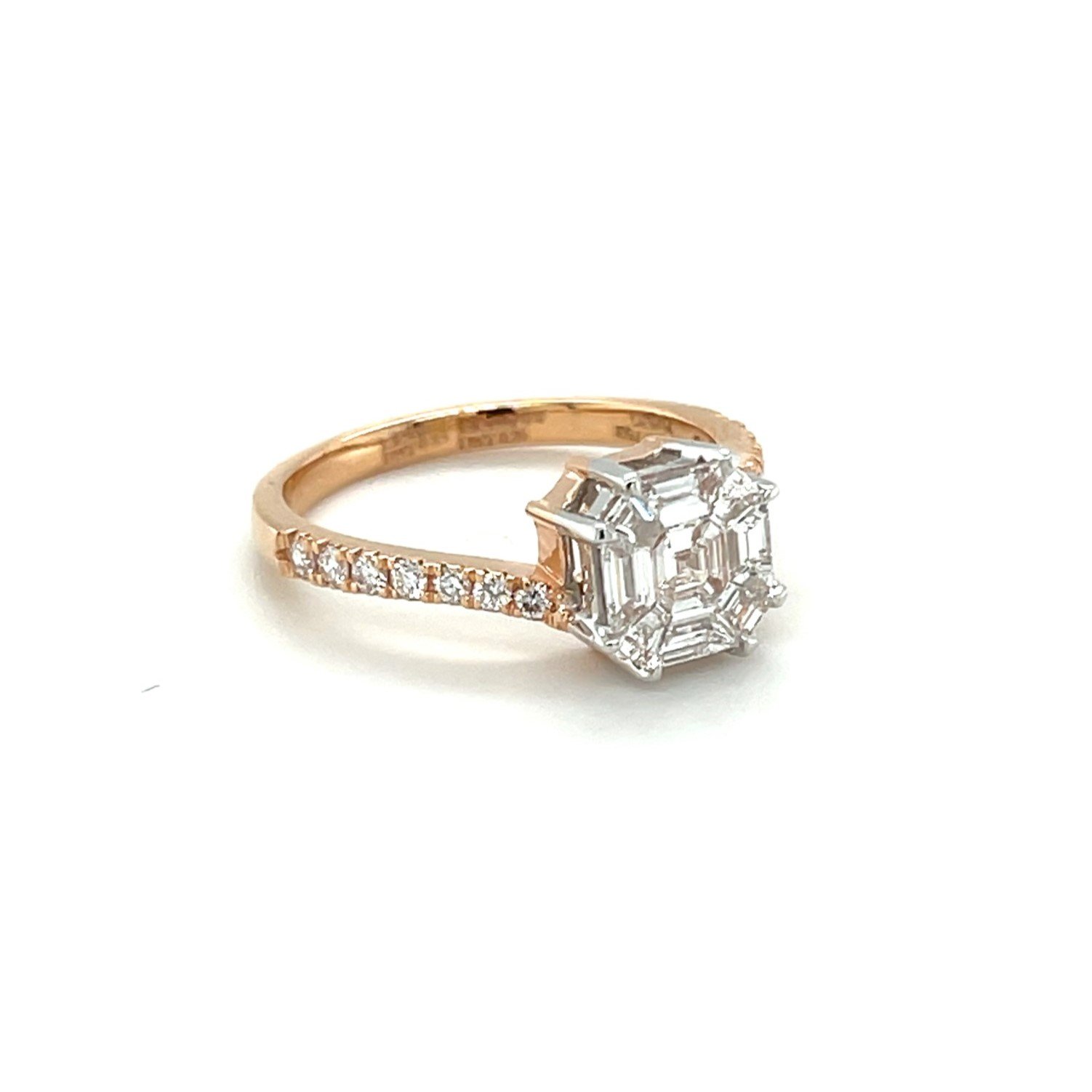 Twisted Emerald-Cut Diamond Ring in Rose Gold